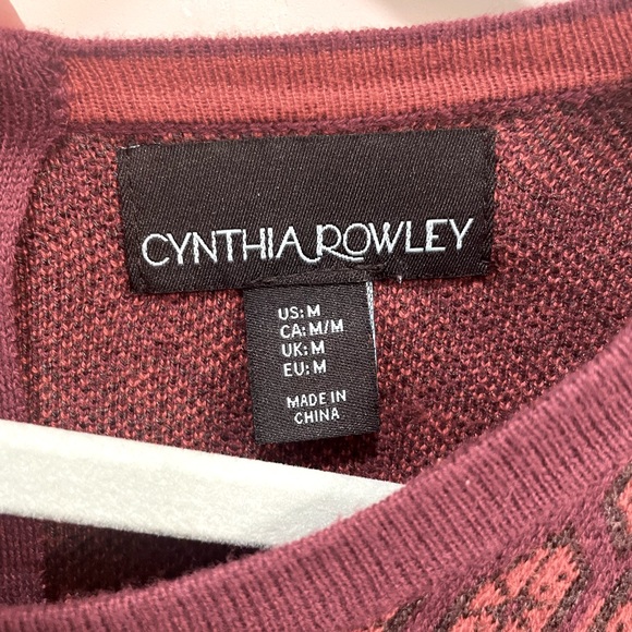 Cynthia Rowley burgundy and orange long sleeve sweater dress, size medium - Picture 5 of 6